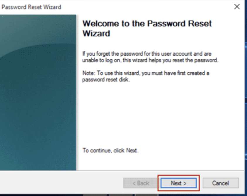 Passwords reset wizard in Windows 11,10,8,7 